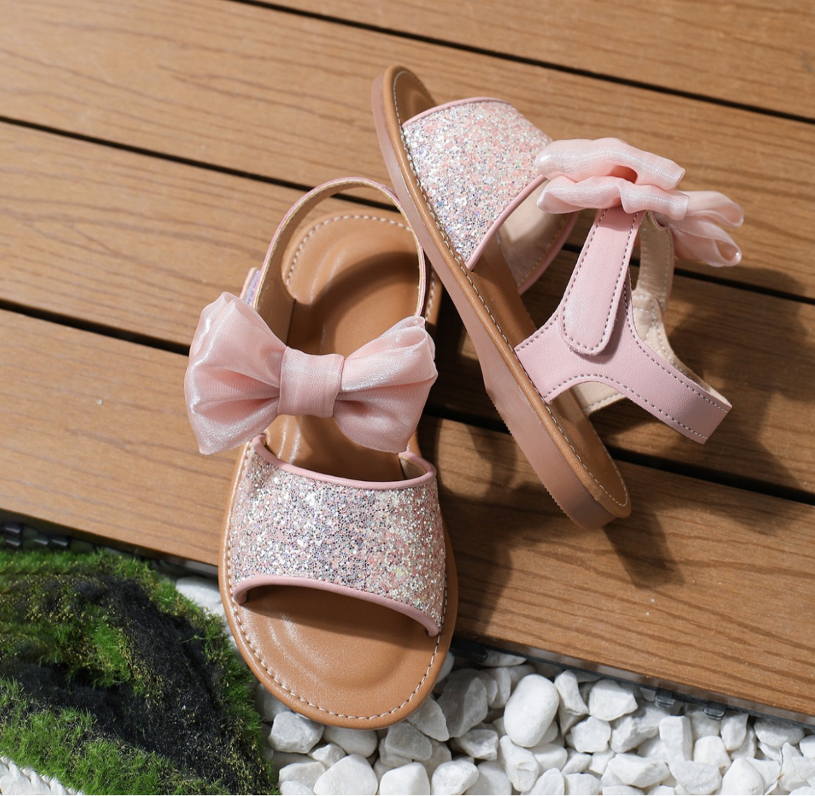 Pink Glitter Bow Sandals