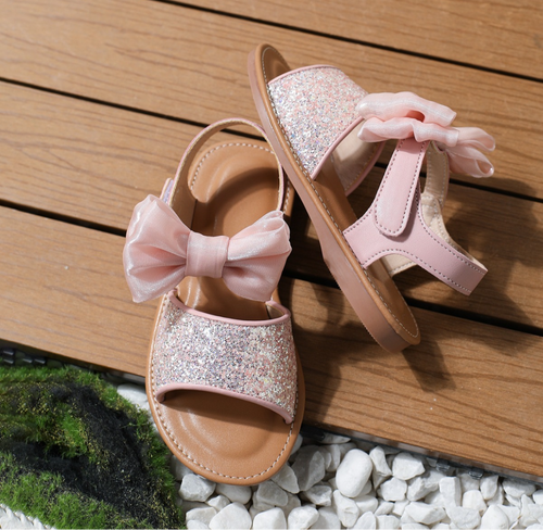 Pink Glitter Bow Sandals