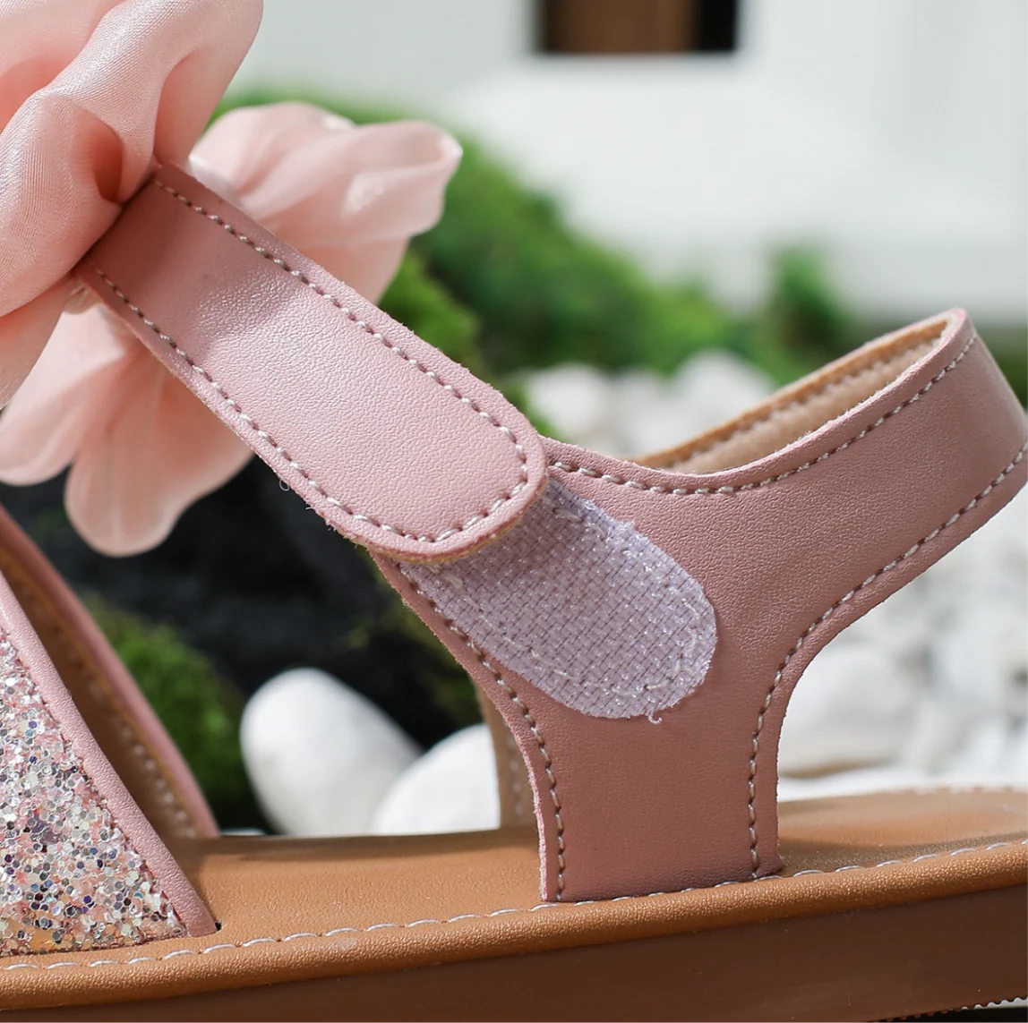 Pink Glitter Bow Sandals
